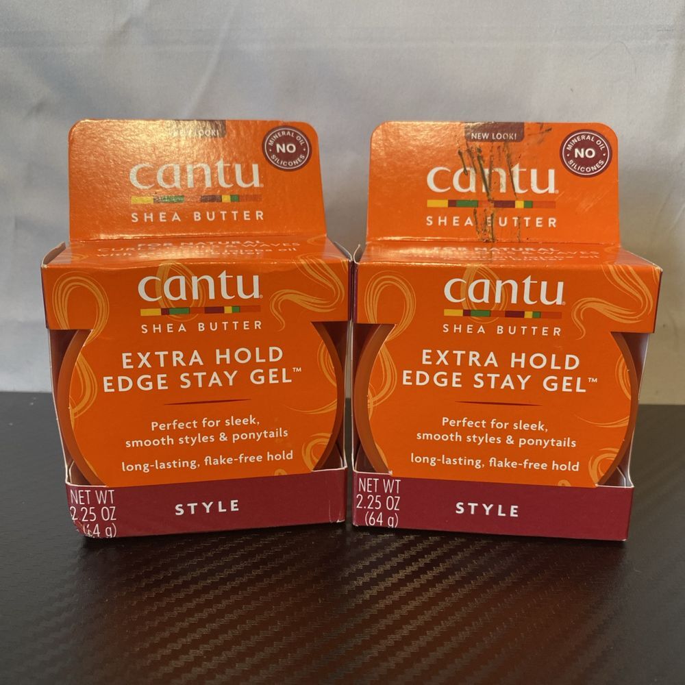 2- Cantu Extra Hold Edge Stay Gel with Shea Butter For Sleek Smooth Styles 2.25